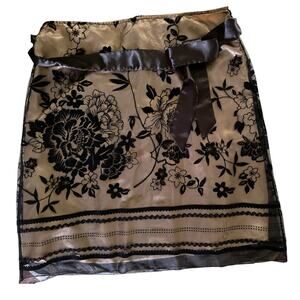 Y2K Heart Soul Mesh Velvet Overlay Gold Skirt with Sash Medium